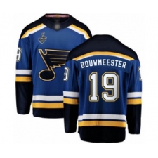 Men's St. Louis Blues #19 Jay Bouwmeester Fanatics Branded Royal Blue Home Breakaway 2019 Stanley Cup Final Bound Hockey Jersey