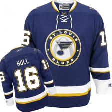 Youth Reebok St. Louis Blues #16 Brett Hull Premier Navy Blue Third NHL Jersey