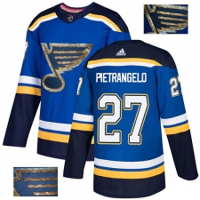 Men's Adidas St. Louis Blues #27 Alex Pietrangelo Authentic Royal Blue Fashion Gold NHL Jersey