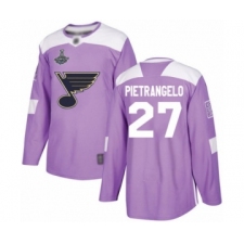 Youth St. Louis Blues #27 Alex Pietrangelo Authentic Purple Fights Cancer Practice 2019 Stanley Cup Champions Hockey Jersey