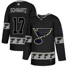 Men's Adidas St. Louis Blues #17 Jaden Schwartz Authentic Black Team Logo Fashion NHL Jersey