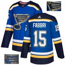 Men's Adidas St. Louis Blues #15 Robby Fabbri Authentic Royal Blue Fashion Gold NHL Jersey