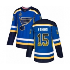 Men's St. Louis Blues #15 Robby Fabbri Authentic Blue Drift Fashion 2019 Stanley Cup Final Bound Hockey Jersey