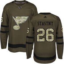 Youth Adidas St. Louis Blues #26 Paul Stastny Authentic Green Salute to Service NHL Jersey