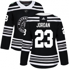 Women's Adidas Chicago Blackhawks #23 Michael Jordan Authentic Black 2019 Winter Classic NHL Jersey