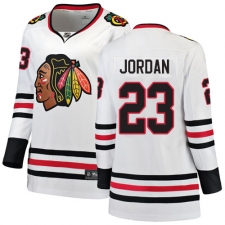 Women's Chicago Blackhawks #23 Michael Jordan Authentic White Away Fanatics Branded Breakaway NHL Jersey