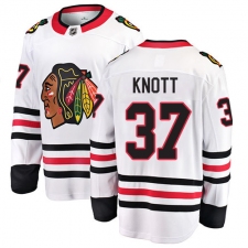 Men's Chicago Blackhawks #37 Graham Knott Fanatics Branded White Away Breakaway NHL Jersey
