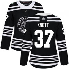 Women's Adidas Chicago Blackhawks #37 Graham Knott Authentic Black 2019 Winter Classic NHL Jersey