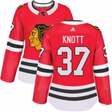 Women's Adidas Chicago Blackhawks #37 Graham Knott Authentic Red Home NHL Jersey