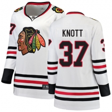 Women's Chicago Blackhawks #37 Graham Knott Authentic White Away Fanatics Branded Breakaway NHL Jersey