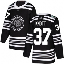 Youth Adidas Chicago Blackhawks #37 Graham Knott Authentic Black 2019 Winter Classic NHL Jersey