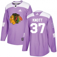 Youth Adidas Chicago Blackhawks #37 Graham Knott Authentic Purple Fights Cancer Practice NHL Jersey