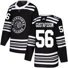 Men's Adidas Chicago Blackhawks #56 Erik Gustafsson Authentic Black 2019 Winter Classic NHL Jersey