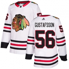 Women's Adidas Chicago Blackhawks #56 Erik Gustafsson Authentic White Away NHL Jersey