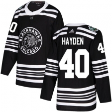 Men's Adidas Chicago Blackhawks #40 John Hayden Authentic Black 2019 Winter Classic NHL Jersey