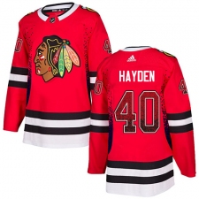 Men's Adidas Chicago Blackhawks #40 John Hayden Authentic Red Drift Fashion NHL Jersey