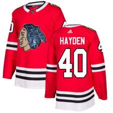 Men's Adidas Chicago Blackhawks #40 John Hayden Authentic Red Fashion Gold NHL Jersey