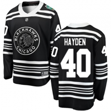 Men's Chicago Blackhawks #40 John Hayden Black 2019 Winter Classic Fanatics Branded Breakaway NHL Jersey