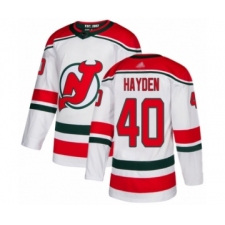 Men's New Jersey Devils #40 John Hayden Authentic White Alternate Hockey Jersey