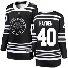 Women's Chicago Blackhawks #40 John Hayden Black 2019 Winter Classic Fanatics Branded Breakaway NHL Jersey