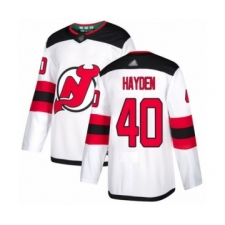Youth New Jersey Devils #40 John Hayden Authentic White Away Hockey Jersey