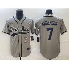 Men's Chicago White Sox #7 Tim Anderson Number Grey Cool Base Stitched Baseball Jersey