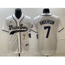 Men's Chicago White Sox #7 Tim Anderson Number White Cool Base Stitched Baseball Jersey