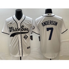 Men's Chicago White Sox #7 Tim Anderson White Cool Base Stitched Baseball Jersey