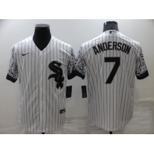 Men's Chicago White Sox #7 Tim Anderson White Gradient Sleeves Stitched Baseball Jersey