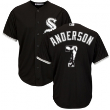 Men's Majestic Chicago White Sox #7 Tim Anderson Authentic Black Team Logo Fashion Cool Base MLB Jersey