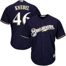 Men's Majestic Milwaukee Brewers #46 Corey Knebel Replica Navy Blue Alternate Cool Base MLB Jersey