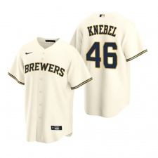 Men's Nike Milwaukee Brewers #46 Corey Knebel Cream Home Stitched Baseball Jersey