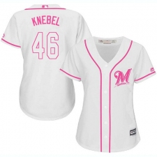Women's Majestic Milwaukee Brewers #46 Corey Knebel Authentic White Fashion Cool Base MLB Jersey