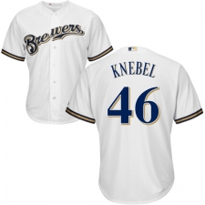 Youth Majestic Milwaukee Brewers #46 Corey Knebel Replica White Home Cool Base MLB Jersey