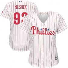 Women's Majestic Philadelphia Phillies #93 Pat Neshek Authentic White/Red Strip Home Cool Base MLB Jersey