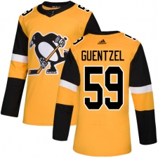 Men's Adidas Pittsburgh Penguins #59 Jake Guentzel Authentic Gold Alternate NHL Jersey