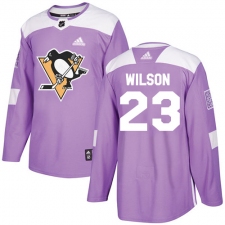 Men's Adidas Pittsburgh Penguins #23 Scott Wilson Authentic Purple Fights Cancer Practice NHL Jersey