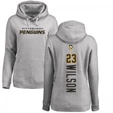 NHL Women's Adidas Pittsburgh Penguins #23 Scott Wilson Ash Backer Pullover Hoodie