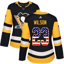 Women's Adidas Pittsburgh Penguins #23 Scott Wilson Authentic Black USA Flag Fashion NHL Jersey