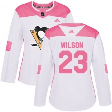 Women's Adidas Pittsburgh Penguins #23 Scott Wilson Authentic White/Pink Fashion NHL Jersey