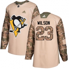 Youth Adidas Pittsburgh Penguins #23 Scott Wilson Authentic Camo Veterans Day Practice NHL Jersey