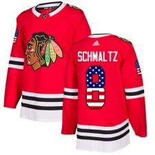 Men's Adidas Chicago Blackhawks #8 Nick Schmaltz Authentic Red USA Flag Fashion NHL Jersey