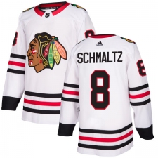 Men's Adidas Chicago Blackhawks #8 Nick Schmaltz Authentic White Away NHL Jersey