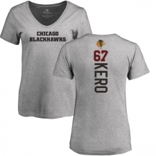 NHL Women's Adidas Chicago Blackhawks #67 Tanner Kero Ash Backer T-Shirt