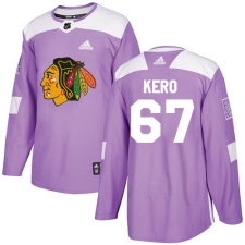 Youth Adidas Chicago Blackhawks #67 Tanner Kero Authentic Purple Fights Cancer Practice NHL Jersey