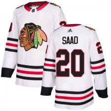 Men's Adidas Chicago Blackhawks #20 Brandon Saad Authentic White Away NHL Jersey