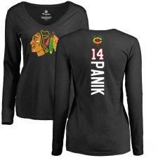 NHL Women's Adidas Chicago Blackhawks #14 Richard Panik Black Backer Long Sleeve T-Shirt
