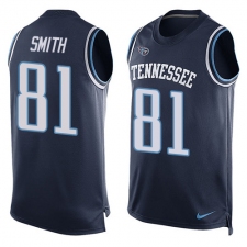 Men's Nike Tennessee Titans #81 Jonnu Smith Limited Navy Blue Player Name & Number Tank Top Tank Top NFL Jersey