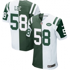 Men's Nike New York Jets #58 Darron Lee Elite Green/White Split Fashion NFL Jersey