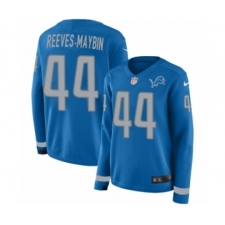 Women's Nike Detroit Lions #44 Jalen Reeves-Maybin Limited Blue Therma Long Sleeve NFL Jersey